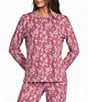 Sleep Sense Jersey Knit Floral Leopard Long Sleeve Crew Neck Coordinating Sleep Top - Image 1