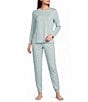 Sleep Sense Jersey Knit Irish Geo Long Sleeve Scoop Neck Coordinating Sleep Top - Image 3