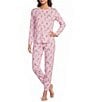 Sleep Sense Jersey Knit Owl Long Sleeve Scoop Neck Coordinating Sleep Top - Image 3