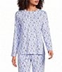 Sleep Sense Jersey Knit Sheep Long Sleeve Crew Neck Coordinating Sleep Top - Image 1