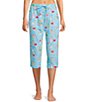 Sleep Sense Knit Beach Dogs Print Drawstring Tie Coordinating Sleep Capri Pants - Image 1