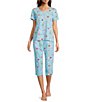 Sleep Sense Knit Beach Dogs Print Drawstring Tie Coordinating Sleep Capri Pants - Image 3