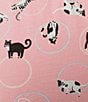 Color:Pink Cat - Image 4 - Knit Cat Print Drawstring Tie Coordinating Sleep Capri