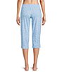 Sleep Sense Knit Daisy Print Drawstring Tie Coordinating Sleep Capri Pants - Image 2