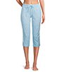 Sleep Sense Knit Drop Print Drawstring Tie Coordinating Sleep Capri Pants - Image 1