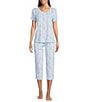 Sleep Sense Knit Flamingo Print Drawstring Tie Coordinating Sleep Capri, Color:Flamingos - Image 3