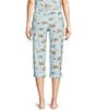 Color:Meadow Dogs - Image 2 - Knit Meadow Dogs Print Drawstring Tie Coordinating Sleep Capri