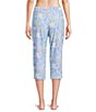 Sleep Sense Knit Patchwork Floral Print Drawstring Tie Coordinating Sleep Capri - Image 2
