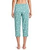 Sleep Sense Knit Sketch Floral Print Drawstring Tie Coordinating Sleep Capri, Color:Sketch Floral - Image 2