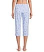 Sleep Sense Knit Songbird Print Drawstring Tie Coordinating Sleep Capri, Color:Blue Songbird - Image 2