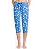 Sleep Sense Knit Turtle Print Drawstring Tie Coordinating Sleep Capri Pants - Image 1