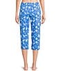 Sleep Sense Knit Turtle Print Drawstring Tie Coordinating Sleep Capri Pants - Image 2