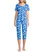Sleep Sense Knit Turtle Print Drawstring Tie Coordinating Sleep Capri Pants - Image 3
