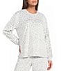 Sleep Sense Long Sleeve Crew Neck Velour Animal Print Coordinating Sleep Top - Image 1
