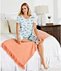 Color:Meadow Dogs - Image 6 - Meadow Dogs Print Short Sleeve Scoop Neck Knit Coordinating Sleep Top