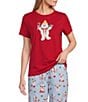 Sleep Sense Mr. Bingle Short Sleeve Knit Holiday Coordinating Sleep Top - Image 1