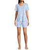 Sleep Sense Multi Ikat Print Short Sleeve Scoop Neck Coordinating Sleep Top, Color:Multi Ikat - Image 3