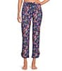 Sleep Sense Navy Garden Print Coordinating Knit Sleep Crop Pants - Image 1