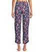 Sleep Sense Navy Garden Print Coordinating Knit Sleep Crop Pants - Image 2