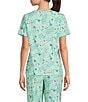 Sleep Sense Patchwork Print Short Sleeve Scoop Neck Knit Coordinating Sleep Top - Image 2