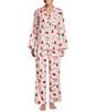Sleep Sense Pink Cat Print Flannel Long Sleeve Notch Collar Coordinating Button-Front Holiday Sleep Top, Color:Pink Cats - Image 3