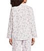 Sleep Sense Pink Cat Print Woven Twill Long Sleeve Notch Collar Button-Front Coordinating Sleep Top - Image 2