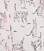 Sleep Sense Pink Cat Print Woven Twill Long Sleeve Notch Collar Button-Front Coordinating Sleep Top - Image 4