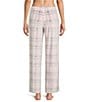 Sleep Sense Pink Plaid Print Velour Drawstring Tie Coordinating Sleep Pants - Image 2