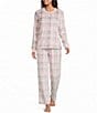 Sleep Sense Pink Plaid Print Velour Drawstring Tie Coordinating Sleep Pants - Image 3