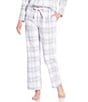 Sleep Sense Plaid Print Flannel Drawstring Tie Coordinating Sleep Pants, Color:Multi Plaid - Image 1