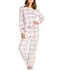 Sleep Sense Plaid Print Velour Drawstring Elastic Waist Coordinating Holiday Sleep Pants, Color:Pink/Grey Plaid - Image 3