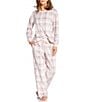 Sleep Sense Plaid Print Velour Drawstring Elastic Waist Coordinating Holiday Sleep Pants, Color:Pink/Grey Plaid - Image 4