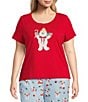Sleep Sense Plus Mr. Bingle Short Sleeve Knit Holiday Coordinating Sleep Top - Image 1