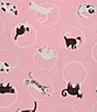 Color:Pink Cat - Image 4 - Plus Size Cat Print Short Sleeve Scoop Neck Coordinating Sleep Top