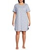 Sleep Sense Plus Size Dandelion Print Short Sleeve Crew Neck Knit Nightshirt, Color:Dandelions - Image 1