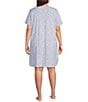 Sleep Sense Plus Size Dandelion Print Short Sleeve Crew Neck Knit Nightshirt, Color:Dandelions - Image 2