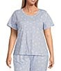 Sleep Sense Plus Size Dandelion Print Short Sleeve Scoop Neck Coordinating Knit Sleep Top, Color:Dandelions - Image 1
