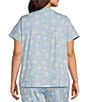Color:Dandelions - Image 2 - Plus Size Dandelion Print Short Sleeve Scoop Neck Knit Coordinating Sleep Top