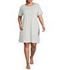 Sleep Sense Plus Size Dotted Print Short Sleeve Crew Neck Coordinating Knit Night Shirt - Image 1