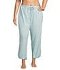 Sleep Sense Plus Size Floral Geo Print Drawstring Tie Coordinating Knit Sleep Pants, Color:Green Floral Geo - Image 1