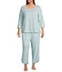 Sleep Sense Plus Size Floral Geo Print Drawstring Tie Coordinating Knit Sleep Pants, Color:Green Floral Geo - Image 3