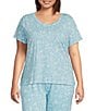 Sleep Sense Plus Size Floral Print Short Sleeve Scoop Neck Coordinating Sleep Top - Image 1