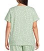 Sleep Sense Plus Size Green Sprig Print Short Sleeve Scoop Neck Knit Coordinating Sleep Top, Color:Green Sprig - Image 2