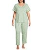Sleep Sense Plus Size Green Sprig Print Short Sleeve Scoop Neck Knit Coordinating Sleep Top, Color:Green Sprig - Image 3