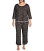 Sleep Sense Plus Size Heart Print Scoop Neck 3/4 Sleeve Knit Coordinating Sleep Top, Color:Heart Print - Image 3