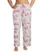 Sleep Sense Plus Size Holiday Winter Toile Print Knit Drawstring Coordinating Sleep Pants, Color:Winter Toile - Image 1