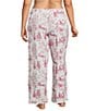 Sleep Sense Plus Size Holiday Winter Toile Print Knit Drawstring Coordinating Sleep Pants, Color:Winter Toile - Image 2