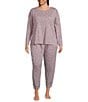 Sleep Sense Plus Size Jersey Knit Abstract Dot Long Sleeve Scoop Neck Coordinating Sleep Top, Color:Abstract Dot - Image 3