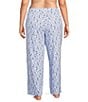 Sleep Sense Plus Size Jersey Knit Blue Sheep Print Drawstring Tie Coordinating Sleep Joggers - Image 2