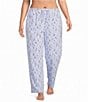 Sleep Sense Plus Size Jersey Knit Blue Sheep Print Drawstring Tie Coordinating Sleep Joggers - Image 1